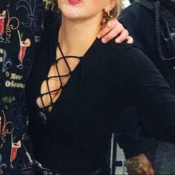 Black Lace up Bodysuit - Picture 2 of 2